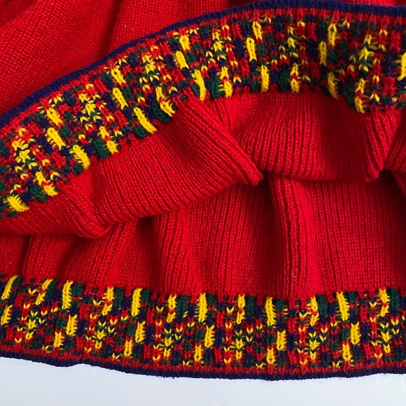 Vintage Jet Set Cool Kids clothes, red Knit Sweater skirt, Large 14, made in USA - Picture 6 of 7